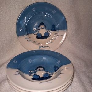 4 Piece Snowman Soup Bowls